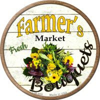 Farmers Market Bouquets Novelty Circle Coaster Set of 4