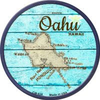 Oahu Hawaii Map Novelty Metal Mini Circle Magnet