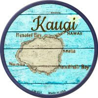 Kauai Hawaii Map Novelty Circle Coaster Set of 4