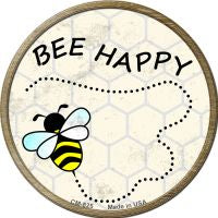 Bee Happy Novelty Circle Coaster Set of 4