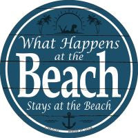 Happens At The Beach Stays At The Beach Novelty Metal Mini Circle Magnet CM-830