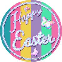 Happy Easter with Butterflies Novelty Metal Mini Circle Magnet