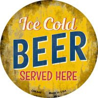 Ice Cold Beer Served Here Novelty Metal Mini Circle Magnet