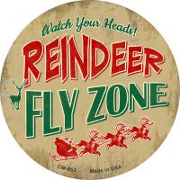 Reindeer Fly Zone Novelty Metal Mini Circle Magnet