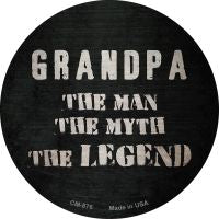 Grandpa The Legend Novelty Circle Coaster Set of 4