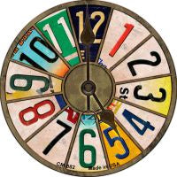 License Plate Strip Clock Novelty Circle Coaster Set of 4