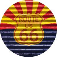 Route 66 Arizona Flag Novelty Metal Mini Circle Magnet CM-896