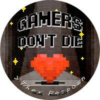 Gamers Dont Die Heart Novelty Circle Coaster Set of 4