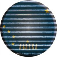 Alaska Flag Corrugated Effect Novelty Circle Coaster Set of 4