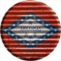 Arkansas Flag Corrugated Effect Novelty Metal Mini Circle Magnet CM-914