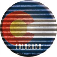 Colorado Flag Corrugated Effect Novelty Circle Coaster Set of 4