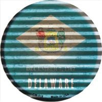 Delaware Flag Corrugated Effect Novelty Circle Coaster Set of 4