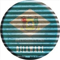 Delaware Flag Corrugated Effect Novelty Metal Mini Circle Magnet CM-918