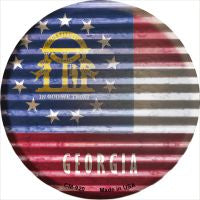 Georgia Flag Corrugated Effect Novelty Metal Mini Circle Magnet CM-920
