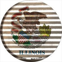 Illinois Flag Corrugated Effect Novelty Metal Mini Circle Magnet CM-923