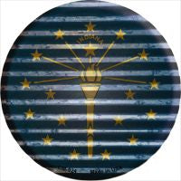Indiana Flag Corrugated Effect Novelty Metal Mini Circle Magnet CM-924