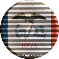 Iowa Flag Corrugated Effect Novelty Metal Mini Circle Magnet CM-925