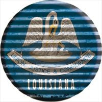Louisiana Flag Corrugated Effect Novelty Metal Mini Circle Magnet CM-928