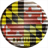 Maryland Flag Corrugated Effect Novelty Metal Mini Circle Magnet CM-930