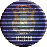 Michigan Flag Corrugated Effect Novelty Metal Mini Circle Magnet CM-932