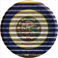 Minnesota Flag Corrugated Effect Novelty Metal Mini Circle Magnet CM-933