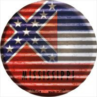 Mississippi Flag Corrugated Effect Novelty Circle Coaster Set of 4