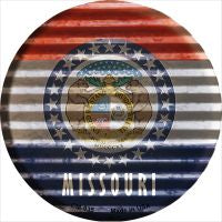 Missouri Flag Corrugated Effect Novelty Metal Mini Circle Magnet CM-935