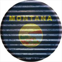Montana Flag Corrugated Effect Novelty Circle Coaster Set of 4