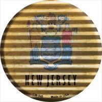 New Jersey Flag Corrugated Effect Novelty Metal Mini Circle Magnet CM-940
