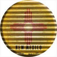 New Mexico Flag Corrugated Effect Novelty Metal Mini Circle Magnet CM-941