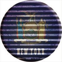 New York Flag Corrugated Effect Novelty Metal Mini Circle Magnet CM-942