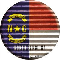 North Carolina Flag Corrugated Effect Novelty Circle Coaster Set of 4