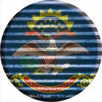 North Dakota Flag Corrugated Effect Novelty Metal Mini Circle Magnet CM-944