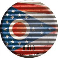 Ohio Flag Corrugated Effect Novelty Metal Mini Circle Magnet CM-945