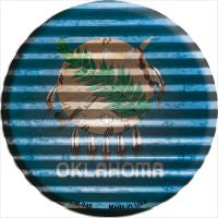 Oklahoma Flag Corrugated Effect Novelty Metal Mini Circle Magnet CM-946
