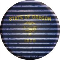 Oregon Flag Corrugated Effect Novelty Metal Mini Circle Magnet CM-947