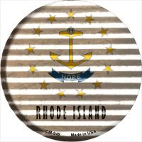 Rhode Island Flag Corrugated Effect Novelty Metal Mini Circle Magnet CM-949