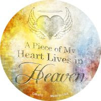 Heart Lives In Heaven Novelty Metal Mini Circle Magnet CM-972