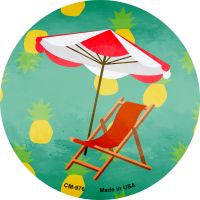 Chair and Umbrella Novelty Circle Coaster Set of 4