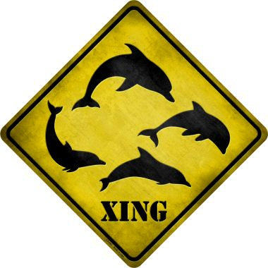 Dolphins Xing Novelty Metal Crossing Sign