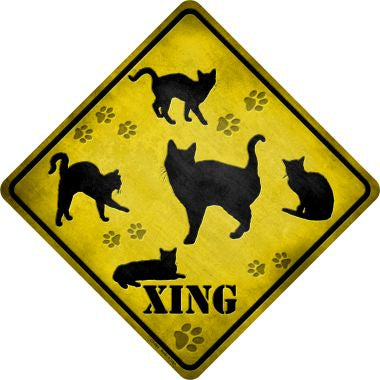 Cats Xing Novelty Metal Crossing Sign