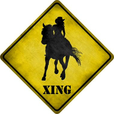 Cowgirl Xing Novelty Metal Crossing Sign