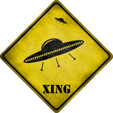 UFO Spaceship Xing Novelty Metal Crossing Sign CX-070