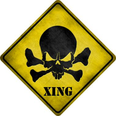 Skull Xing Novelty Metal Crossing Sign