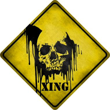 Bleeding Skull Xing Novelty Metal Crossing Sign