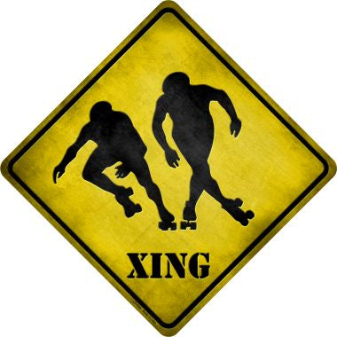 Rollerskaters Xing Novelty Metal Crossing Sign CX-085