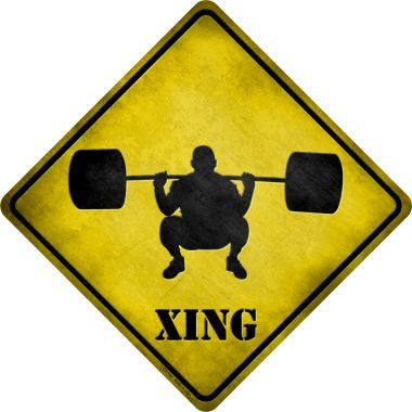 Weight Lifting Xing Novelty Metal Crossing Sign