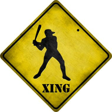 Baseball Xing Novelty Metal Crossing Sign