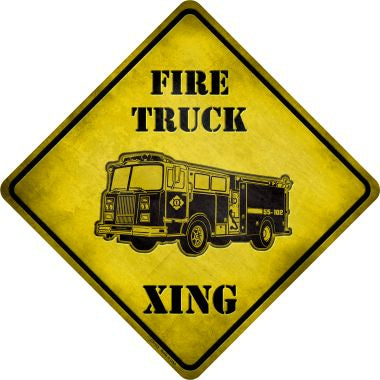 Fire Truck Xing Novelty Metal Crossing Sign