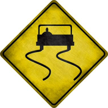 Slippery Road Novelty Metal Crossing Sign